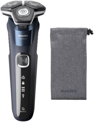 Philips Бритва електр. Series 5000 роторная, 9Вт, бритв.головок-3, Li-Ion, сух.+влажн., триммер, синий S5885/10 фото