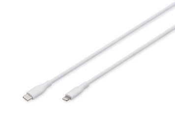 Digitus Кабель USB-C > Lightning заряджання/синхронізації, 1м, USB 2.0, 60W, силіконовий, білий AK-600110-010-W фото