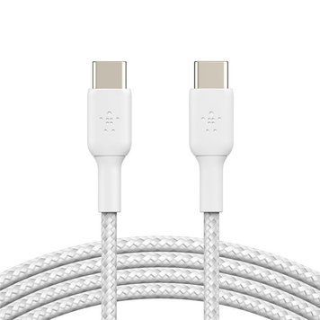 Belkin Кабель USB-C > USB-C заряджання/синхронізації 1м, 60Вт, Type-C, плетений, білий CAB004BT1MWH фото