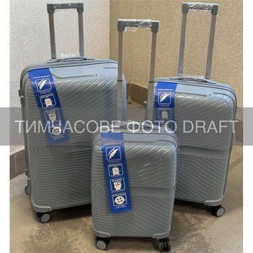 Набор чемоданов 2E, M6989, полипропилен, (L+M+S), молния anti theft, 4 колеса, кодовий замок, голубой 2E-PP-M6989-SET3-LB фото
