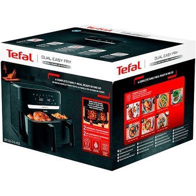 Tefal Мультипечь Easy Fry Dual Essential, 2700 Вт, чаша 5,2+3,1 л, сенсорное управление, 2 чаши, гриль, пластик, черный EY901N10 фото
