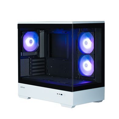 Zalman Корпус P30 без БП, 1xUSB3.0, 1xUSBType-C, 3x120мм ARGB, VGA 420мм, LCS ready, TG Side Panel, mATX, чёрный/белый P30BW фото