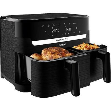Tefal Мультипечь Easy Fry Dual Essential, 2700 Вт, чаша 5,2+3,1 л, сенсорное управление, 2 чаши, гриль, пластик, черный EY901N10 фото