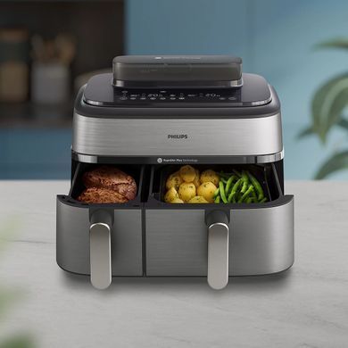 Philips Мультипечь Ovi Dual Steam 2750Вт, чаша-3+6л, сенсорное управл., 12 авто. программ. 2 кош., пластик/металл NA555/00 фото