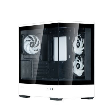 Zalman Корпус P30 без БП, 1xUSB3.0, 1xUSBType-C, 3x120мм ARGB, VGA 420мм, LCS ready, TG Side Panel, mATX, чёрный/белый P30BW фото