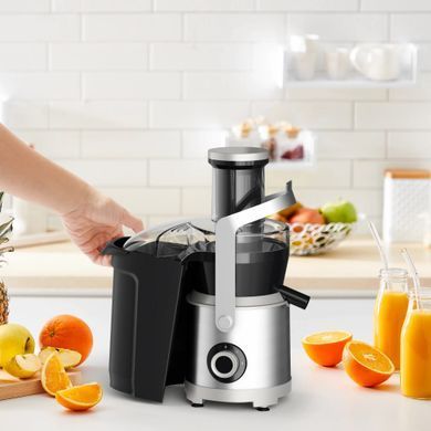 Tefal Соковитискач Nutri XXL відцентрований 1000Вт, чаша-0.8л, жмих-2.2л, жолоб на ціле яблуко, пластик/метал, чорний-нержавіюча сталь ZE660D10 фото
