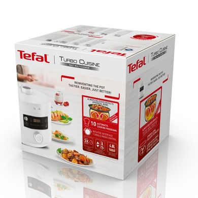 Мультиварка-скороварка Tefal Turbo Cuisine , 1000Вт, чаша-4,8л, механічне керування, пластик, білий CY754130 фото