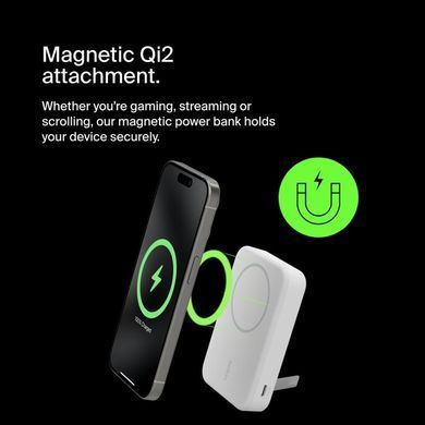 Belkin Акумулятор портативний літій-іонний Power Bank 8000мА&middot;год, 15Вт, MagSafe Qi2, білий BPD007BTWH фото