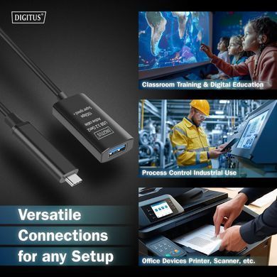 Digitus Подовжувач DIGITUS USB 3.2 Gen2 Active Cable 10G, C/M-A/F, 5м, чорний DA-73113 фото