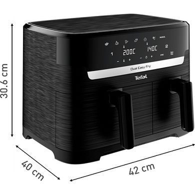 Tefal Мультипечь Easy Fry Dual Essential, 2700 Вт, чаша 5,2+3,1 л, сенсорное управление, 2 чаши, гриль, пластик, черный EY901N10 фото