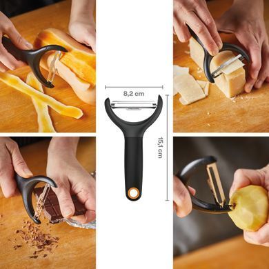 Fiskars Овощечистка горизонтальная Functional Form, с подвижным лезвием, 23см, нержавеющая сталь, пластик, черный