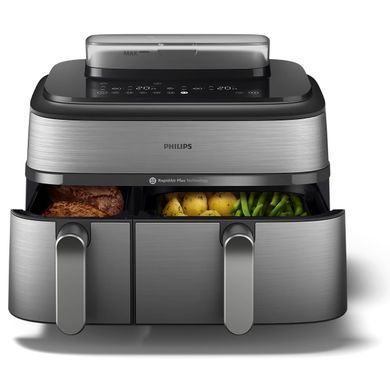 Philips Мультипечь Ovi Dual Steam 2750Вт, чаша-3+6л, сенсорное управл., 12 авто. программ. 2 кош., пластик/металл NA555/00 фото