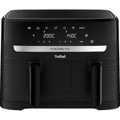 Tefal Мультипечь Easy Fry Dual Essential, 2700 Вт, чаша 5,2+3,1 л, сенсорное управление, 2 чаши, гриль, пластик, черный EY901N10 фото