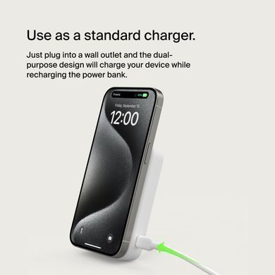 Belkin Акумулятор портативний літій-іонний Power Bank 8000мА&middot;год, 15Вт, MagSafe Qi2, білий BPD007BTWH фото