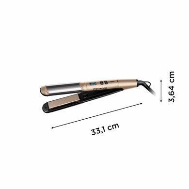 Rowenta Випрямляч Glam & Shine 2в1, темп.режимів-8, 140-210С, дисплей, кераміка, золотий SF4641F0 фото