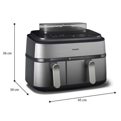 Philips Мультипечь Ovi Dual Steam 2750Вт, чаша-3+6л, сенсорное управл., 12 авто. программ. 2 кош., пластик/металл NA555/00 фото