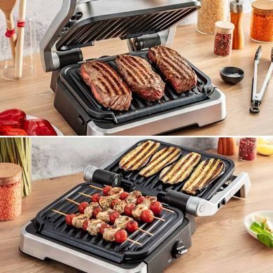 Tefal Гриль прижимной OptiGrll 2в1 Inox, 2100Вт, темп. режимов-4, съёмные пластины, металл GC772D30 фото