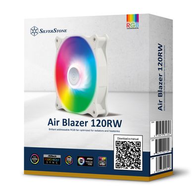 Корпусный вентилятор SilverStone Air Blazer 120RW-ARGB, 120mm, 600-2200rpm, 4pin PWM, 4-1 Pin ARGB (5V LED), 7.4-35.6dBa SST-AB120RW-ARGB фото