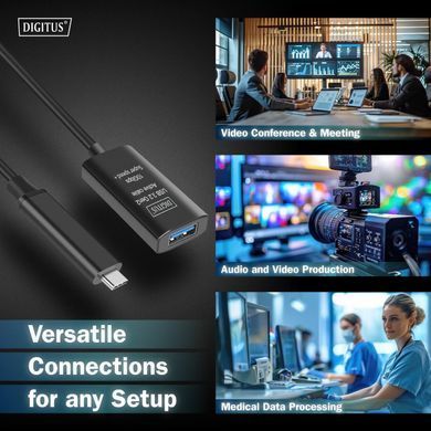 Digitus Подовжувач DIGITUS USB 3.2 Gen2 Active Cable 10G, C/M-A/F, 5м, чорний DA-73113 фото