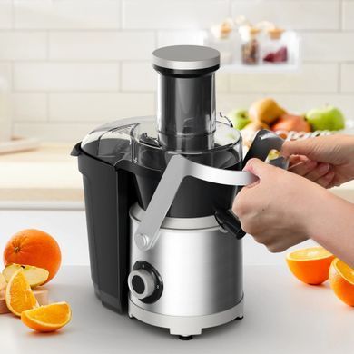 Tefal Соковитискач Nutri XXL відцентрований 1000Вт, чаша-0.8л, жмих-2.2л, жолоб на ціле яблуко, пластик/метал, чорний-нержавіюча сталь ZE660D10 фото