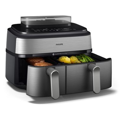 Philips Мультипечь Ovi Dual Steam 2750Вт, чаша-3+6л, сенсорное управл., 12 авто. программ. 2 кош., пластик/металл NA555/00 фото