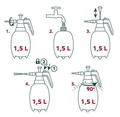 Verto Опрыскиватель садовый пневматический, 1.5л, 2.5бар, 0.52л/мин 15G502 фото