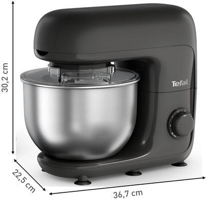 Tefal Кухонна машина Bake Essential 800Вт, чаша-метал, корпус-метал/пластик, насадок-4, чорний QB161H38 фото