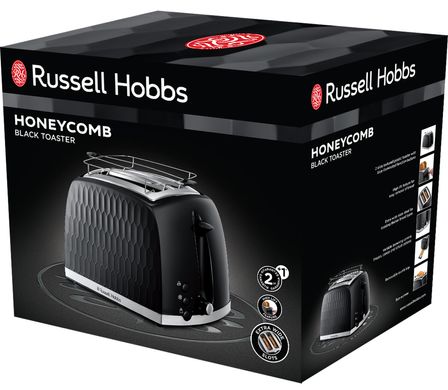 Тостер Russell Hobbs Honeycomb, 850Вт, пластик, широкі слоти, чорний 26061-56 фото