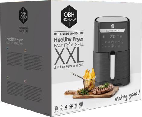 Tefal Мультипіч OBH Nordica EasyFry&Grill XXL, 1830Вт, чаша-6.5л, сенсорне керув., від 40&deg;C до 200&deg;C, пластик, чорний AG8018S0 фото