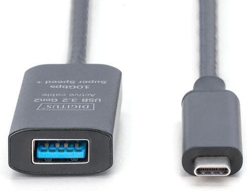 Digitus Подовжувач DIGITUS USB 3.2 Gen2 Active Cable 10G, C/M-A/F, 5м, чорний DA-73113 фото