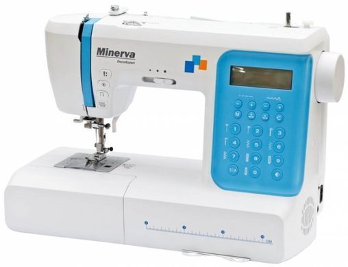 Minerva Швейна машина DECOREXPERT, комп`ютерна, 70Вт, 197 шв.оп., петля автомат, білий+синій DECOREXPERT фото