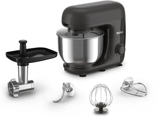 Tefal Кухонна машина Bake Essential 800Вт, чаша-метал, корпус-метал/пластик, насадок-4, чорний QB161H38 фото