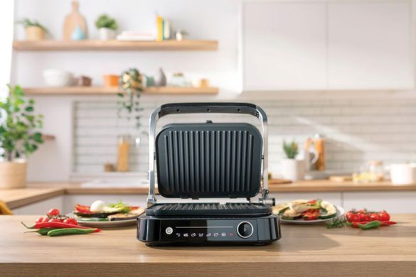 Gorenje Гриль прижимной, 2100Вт, темп. режимов-7, съёмные пластины, раскрытие на 180, металл, серый GCG2100S фото