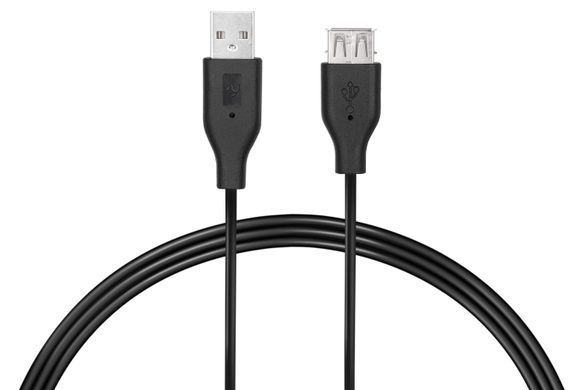 2E Кабель USB 2.0 (AM/AF) 1.8м, Black 2E-W-3168 фото
