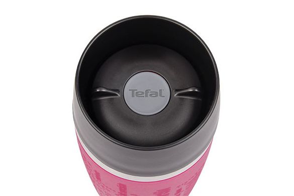Термочашка Tefal Travel Mug, 360мл, діам60, t хол. 8г, гар.4г, нерж.сталь+пластик, малиновий K3087114 фото