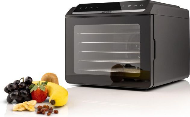 Gorenje Сушарка для продуктів Gorenje 580Вт, піддонів - 6x1.5см, діаметр - 25см, макс - 75&deg;С, дисплей, пластик+метал, чорний FDK600DB фото