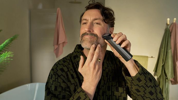Philips Тример Philips Series 9000, для обличчя, голови, тіла, акум., насадок-19, OneBlade в компл., сталь, сірий MG9556/15 фото