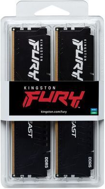 Kingston Пам'ять ПК DDR5 32GB KIT (16GBx2) 6000 Beast Black XMP KF560C30BBK2-32 фото