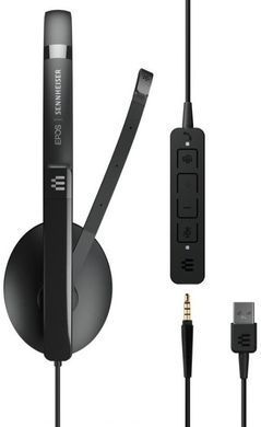 Sennheiser Гарнітура комп'ютерна моно On-Ear ADAPT 135T USB II, 3.5мм/USB, односпрямований, сертифікат Microsoft Teams, 1.8м, Чорний 1000900 фото