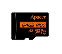 Apacer Карта памяти microSD 64GB C10 UHS-I U3 A2 R100/W80MB/s + SD AP64GMCSX10U8-R фото
