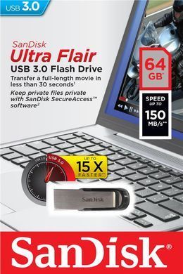 SanDisk Накопитель 64GB USB 3.0 Type-A Flair R150MB/s SDCZ73-064G-G46 фото