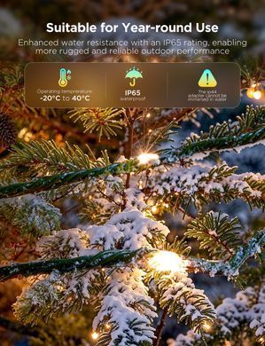 Govee Гірлянда Smart LED H80C4 Christmas String Lights 2, RGBWIC, 20м, кабель прозорий H80C4C41 фото