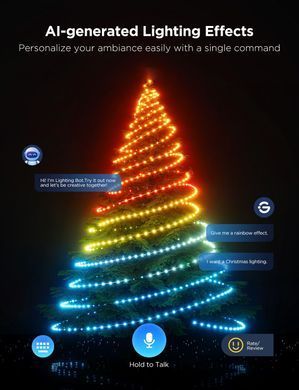 Govee Гірлянда Smart LED H80C4 Christmas String Lights 2, RGBWIC, 20м, кабель прозорий H80C4C41 фото
