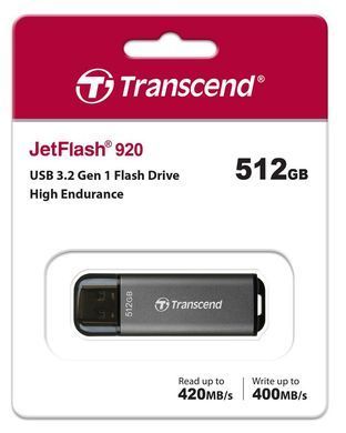 Transcend Накопичувач 512GB USB 3.2 Type-A JetFlash 920 R420/W400MB/s Чорний TS512GJF920 фото