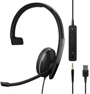 Sennheiser Гарнітура комп'ютерна моно On-Ear ADAPT 135T USB II, 3.5мм/USB, односпрямований, сертифікат Microsoft Teams, 1.8м, Чорний 1000900 фото