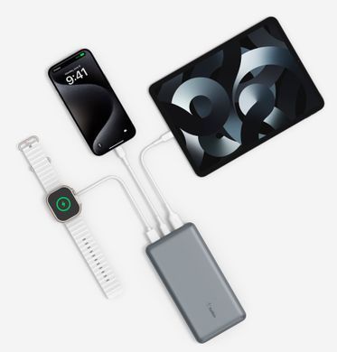 Belkin Акумулятор портативний літій-іонний Power Bank 10000мА&middot;год, 15Вт, 2хUSB-A/USB-C, cірий BPB011BTGY фото