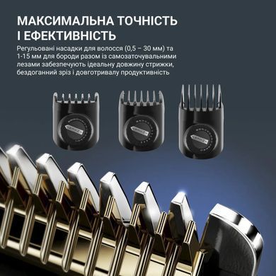 Rowenta Машинка для стрижки Advancer, сеть+акум., роторный мотор, насадок-3, кейс, титан.напыл., синий TN5244E0 фото