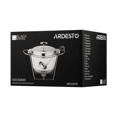 ARDESTO Марміт Black Mars 3800мл, скло, нержавіюча сталь, кругла, прозорий AR2416FW фото