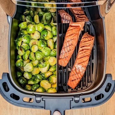 Tefal Мультипечь Dual EasyFry&Grill AirFryer, 2700Вт, чаша-5.2+3.1л, сенсорное управл., 2 чаши, гриль, пластик, черный EY905B10 фото