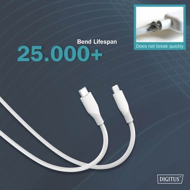 Digitus Кабель USB-C > Lightning зарядки/синхронизации, 2м, USB 2.0, 60W, силиконовый, белый AK-600110-020-W фото